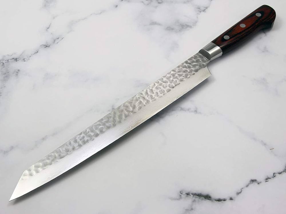 ダマスカス鋼 柳刃包丁 約33 cm 堺孝行 V金10号ダマスカス33層鎚目 牛刀240 Damascus33Layers